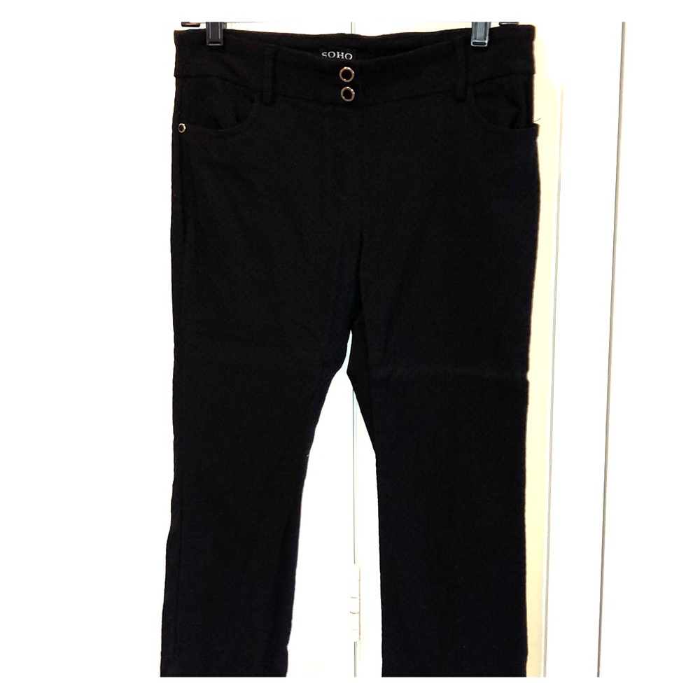 Crop dress pants honeycomb texture Pull on style